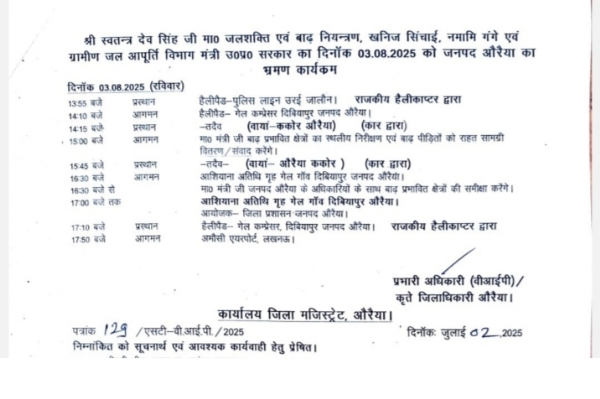 फोटो - जिला अधिकारी द्वारा जारी किया गया लेटर