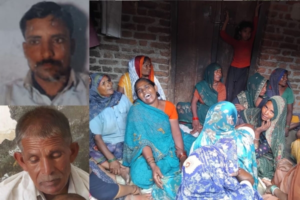 मृतकों के फाइल फोटो व रोते बिलखते परिजन