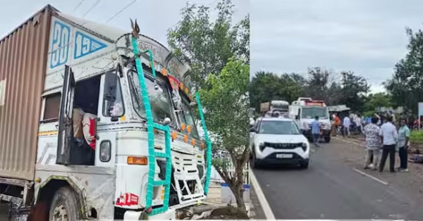 फोटो:बीड़ में सडक़ हादसे के बाद इकठ्ठा हुए ग्रामीण