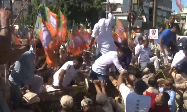 Image related to the BJP, Congress face off in Guwahati over remarks against PM Modi’s late mother.
