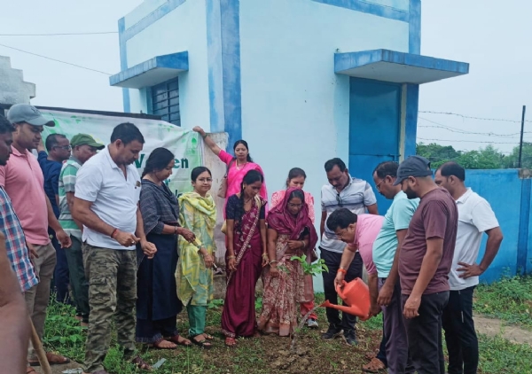 सोरिद वार्ड में पौधारोपण करते हुए जनप्रतिनिधि व नागरिक।