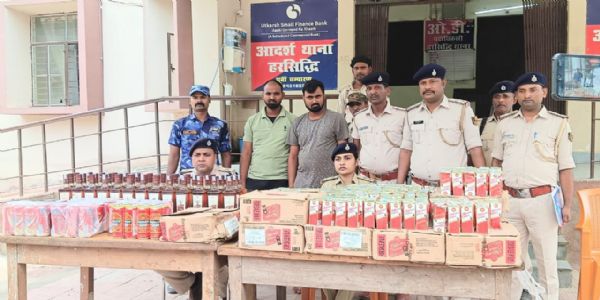हरसिद्धि पुलिस ने भारी मात्रा में अंग्रेजी शराब किया बरामद,दो कारोबारी गिरफ्तार