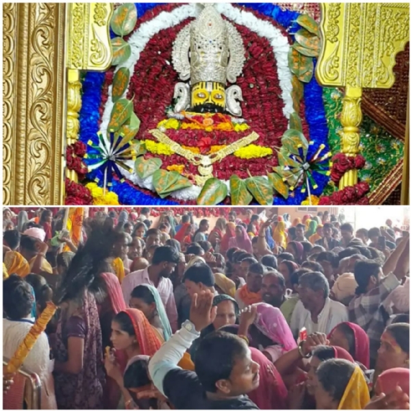 फूलों से किया विशेष श्रंगार, भक्तों का उमड़ा सैलाव