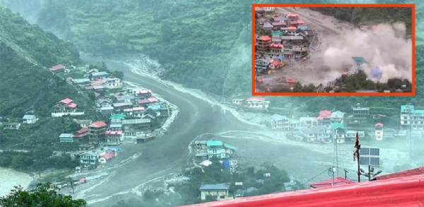 उत्तराखण्ड में आई बाढ़ का दृश्य