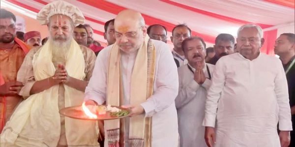 बिहार के पुनौराधाम में केंद्रीय गृहमंत्री अमित शाह ने माँ सीता के भव्य मंदिर की रखी आधारशिला