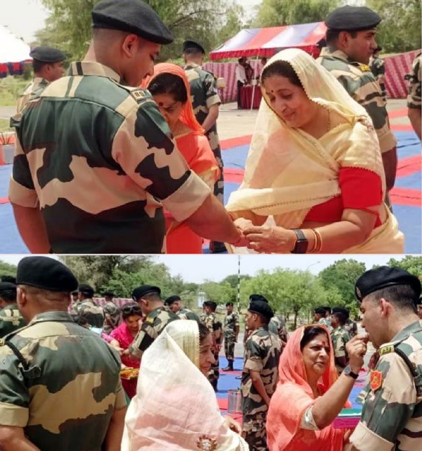सीमा पर तैनात वीर सैनिकों को राखी बांधकर बहनों ने जताया अटूट प्रेम