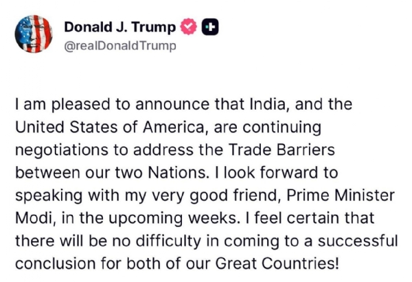 राष्ट्रपति डोनाल्ड जे. ट्रंप ने यह विचार सोशल मीडिया पर व्यक्त किए हैं।