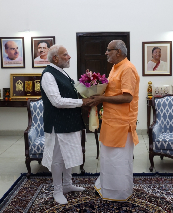सीपी राधाकृष्णन से मुलाकात की प्रधानमंत्री मोदी ने दी बधाई