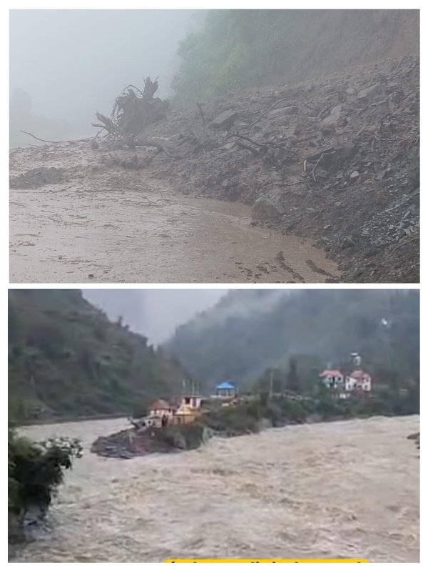 Situation is serious due to heavy rain in tehsil Bani Basohli and Billawar, Kathua Basohli Bani road via Lakhanpur is closed for one month
