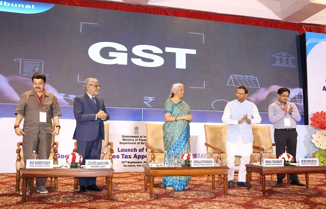 जीएसटी अपीलीय न्यायाधिकरण के शुभारंभ कार्यक्रम को संबोधित करते वित्‍त मंत्री