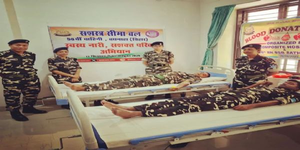 एसएसबी अस्पताल में आयोजित शिविर में जवानों ने किया रक्तदान