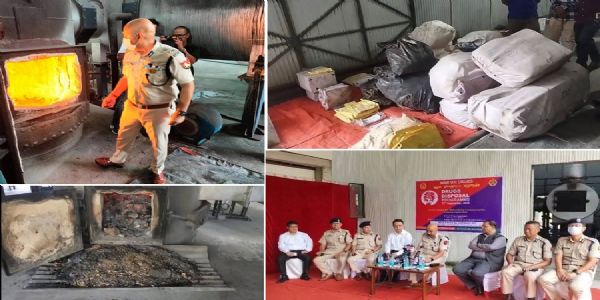 मणिपुर पुलिस ने भारी मात्रा में मादक पदार्थ किये नष्ट