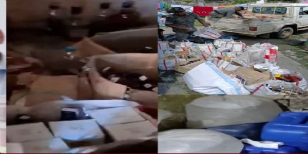 उत्‍पाद विभाग की छापेमारी में भारी मात्रा में नकली विदेशी और चुलाई शराब बरामद