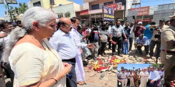 केंद्रीय वित्त मंत्री निर्मला सीतारमण ने करूर में भगदड़ वाले इलाके का किया दौरा