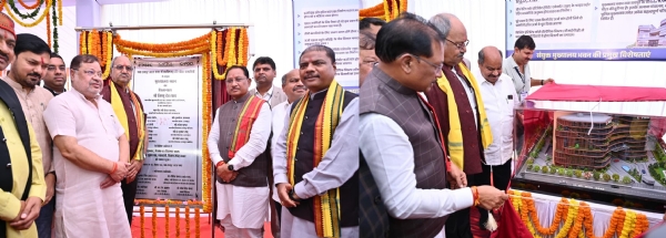 मुख्यमंत्री साय छत्तीसगढ़ स्टेट पावर कंपनीज के संयुक्त मुख्यालय भवन का शिलान्यास करते
