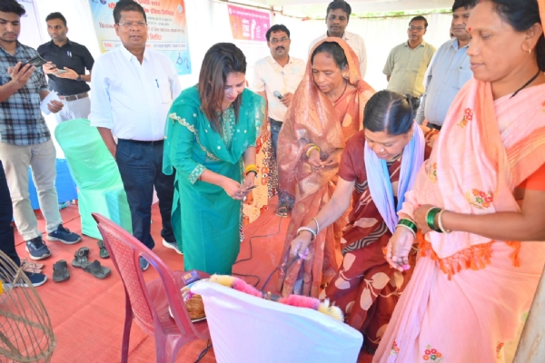 जिला पंचायत की मुख्य कार्यपालन अधिकारी भारती चंद्राकर महिला सहयोगियों के साथ