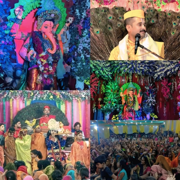 घनश्यामपुर (दरभंगा): पूजा समारोह का दृश्य।