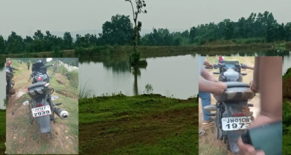 लूटेरे का बाइक तालाब से बरामद