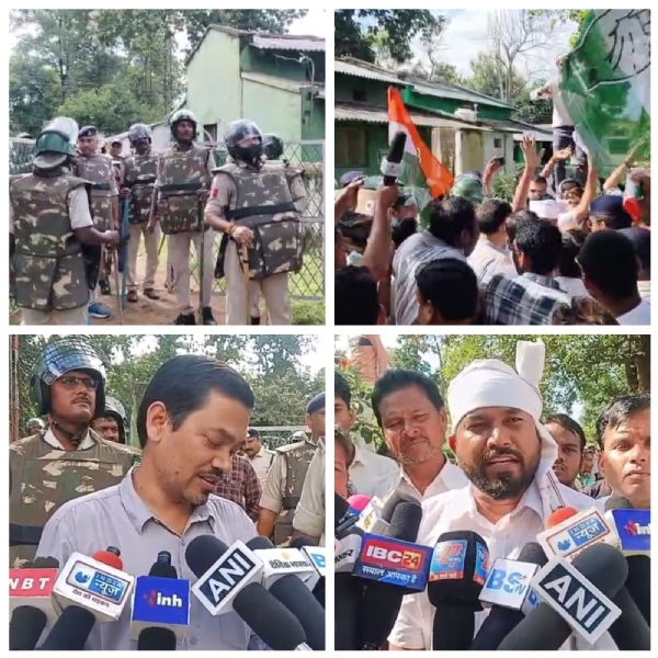 पनपथा रेंज कार्यालय के सामने पार्क प्रबंधन और कांग्रेस नेता आमने - सामने