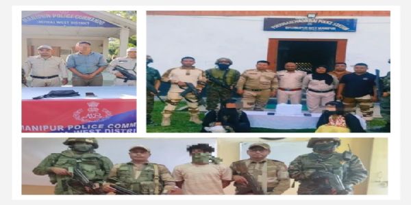 मणिपुर में तीन उग्रवादी गिरफ्तार, हथियार और नकदी बरामद
