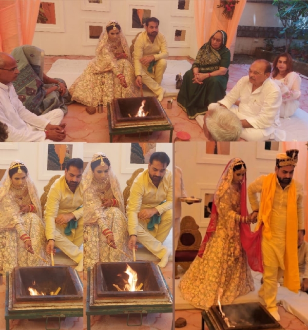 पूर्व मंत्री डीपी यादव के बड़े बेटे विकास यादव की हर्षिका यादव से सादे समारोह में शादी हुई संपन्न