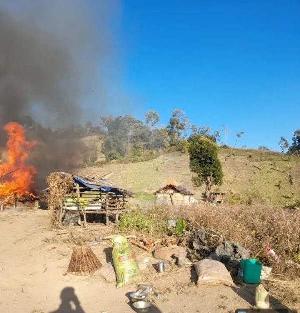 मणिपुर में अफीम की खेती नष्ट किए जाने की तस्वीर।