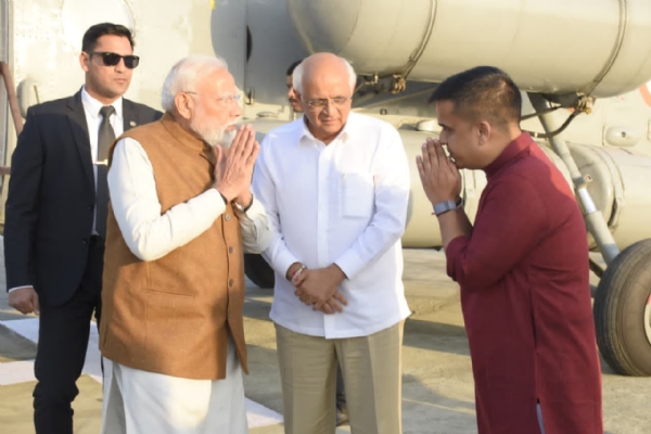 मुख्यमंत्री भूपेंद्र पटेल और उपमुख्यमंत्री हर्ष संघवी ने किया सोमनाथ में प्रधानमंत्री का स्वागत