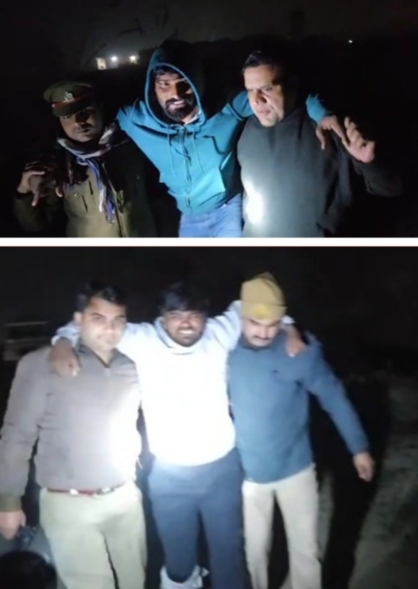 हत्या के मामले में वांछित 25-25 हजार रुपए के ईनामी दो बदमाश पुलिस मुठभेड़ के दौरान गिरफ्तार, पैर में लगी गोली हत्या के मामले में वांछित 25-25 हजार रुपए के ईनामी दो बदमाश पुलिस मुठभेड़ के दौरान गिरफ्तार, पैर में लगी गोली