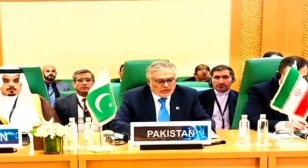 जेद्दा में पाकिस्तान के विदेशमंत्री और उप प्रधानमंत्री इशाक डार। फोटो - दुनिया न्यूज