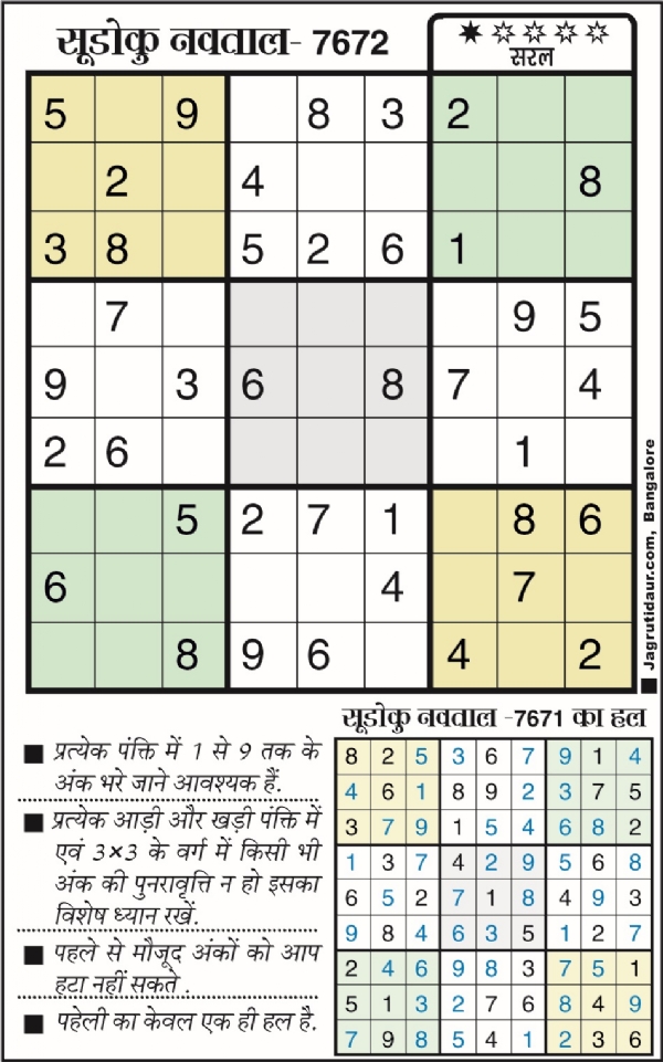 सुडोकू : 12 जनवरी, 2026