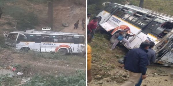 मंडी के चरखड़ी में बस हादसे में एक की मौत पांच घायल