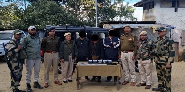 Image of the Three Arrested peddlers With huge cache of Yaba Tablets in Manipur.