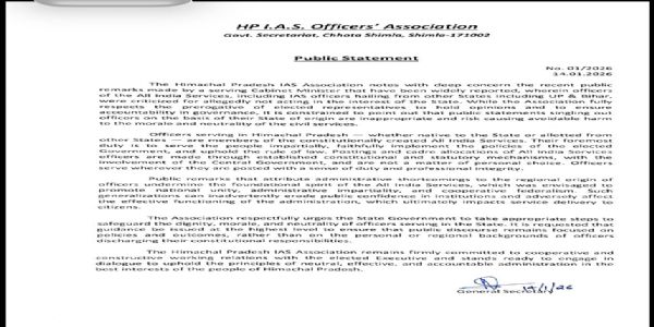 हिमाचल में विक्रमादित्य सिंह की पोस्ट से आईएएस-आईपीएस एसोसिएशन नाराज