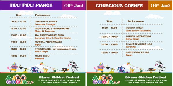 चिल्ड्रन फेस्टिवल आजू गूजा में 80 से ज़्यादा गतिविधियां होंगी आयोजित