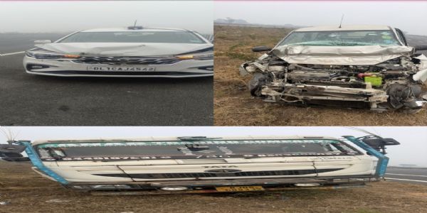 दिल्ली-मुंबई एक्सप्रेसवे पर पूर्व उपराष्ट्रपति जगदीप धनखड़ के काफिले की कार क्षतिग्रस्त