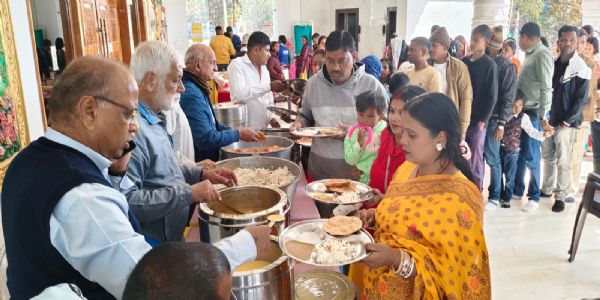 पुंदाग स्थित श्री राधा-कृष्ण प्रणामी मंदिर में मौनी अमावस्या पर 249वां भंडारा आयोजित