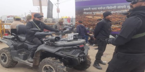 संगम पर मेला क्षेत्र में सुरक्षा का तगड़ा इंतजाम किया गया है।