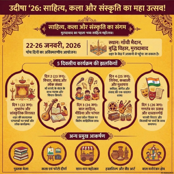 “उदीषाः चौपाला साहित्योत्सव-2026“ का बैनर