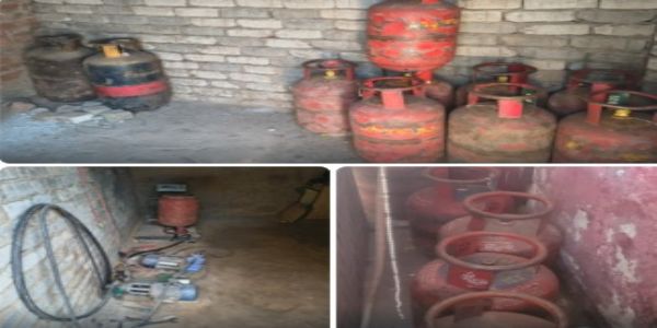 अवैध गैस रिफिलिंग एवं भंडारण के कारोबार का भंडाफोड़