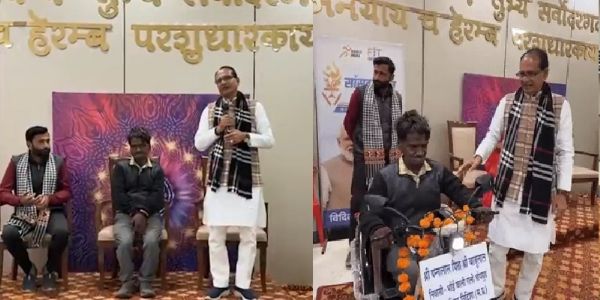 केन्द्रीय मंत्री शिवराज ने निभाया वादा, दिव्यांग पन्नालाल को भेंट की मोटराइज्ड ट्राईसाइकिल