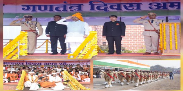 जगदलपुर : उप मुख्यमंत्री अरूण साव ने जगदलपुर में झंडा फहराकर ली परेड की सलामी