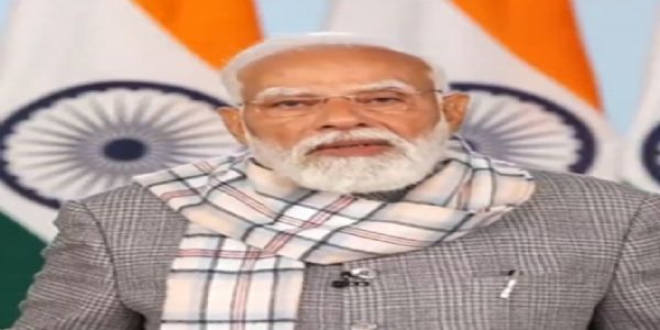 प्रधानमंत्री नरेन्द्र मोदी का वर्चुअली संबोधन।