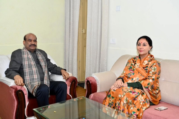 उपमुख्यमंत्री दीया कुमारी की लोकसभा अध्यक्ष ओम बिरला से कोटा में शिष्टाचार भेंट