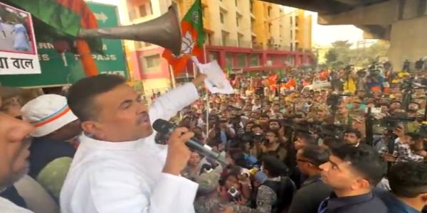 आनंदपुर अग्निकांड के विरोध में शुभेंदु की रैली, डीजे बजाने पर विवाद