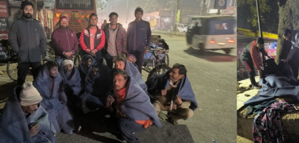 शनिवार आधी रात को जरुरत मंदों को बांटे कम्बल