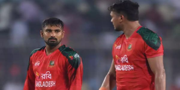 बांग्लादेश के कप्तान लिटन दास और तस्कीन अहमद बांग्लादेश के कप्तान लिटन दास और तस्कीन अहमद