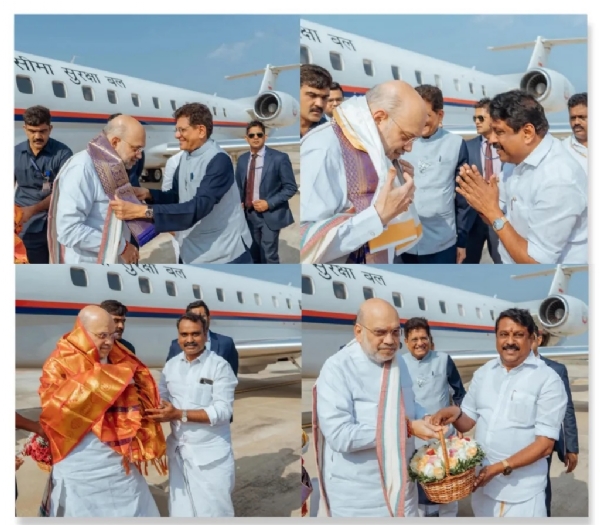 तिरुचिरापल्ली पहुँचे अमित शाह का नेताओं ने स्वागत किया। तिरुचिरापल्ली पहुँचे अमित शाह का नेताओं ने स्वागत किया।