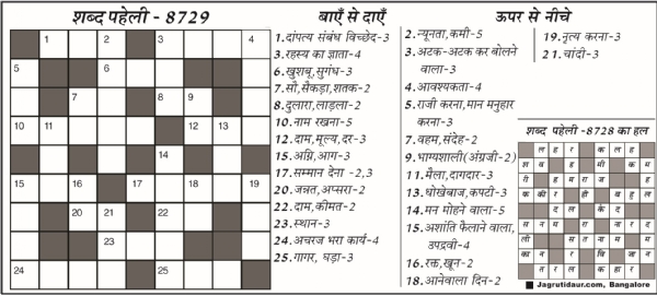 शब्द पहेली : 06 जनवरी, 2026