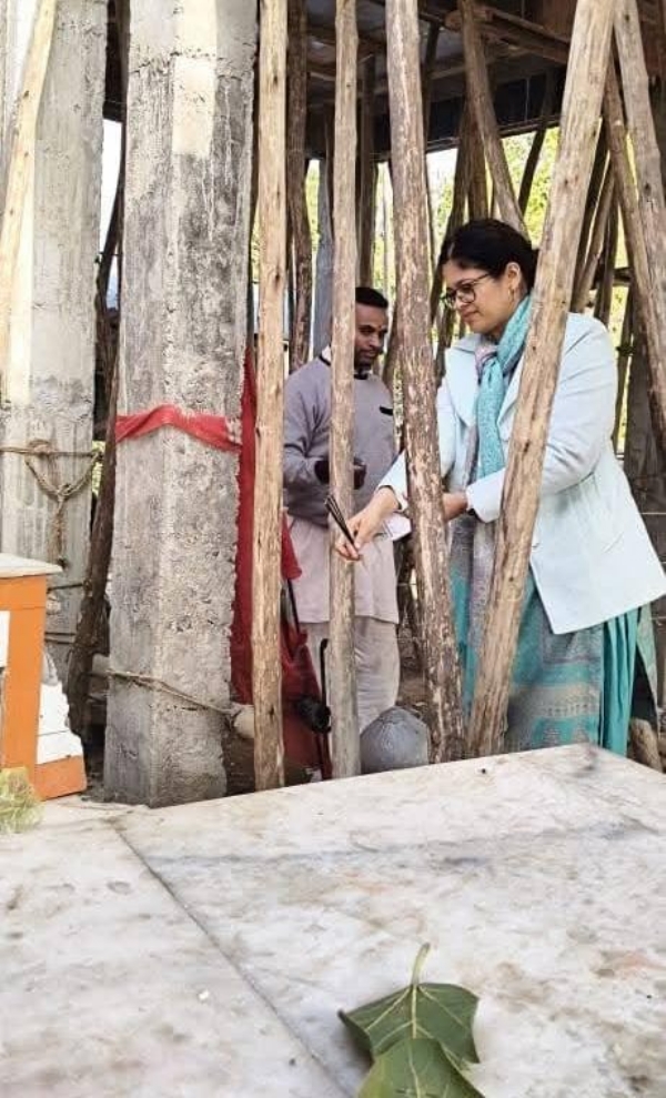 मंदिर में  पूजन करती डीएम