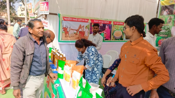मिलेट्स महोत्सव के तहत लगाए गए स्टाल में जानकारी लेते हुए नागरिक।